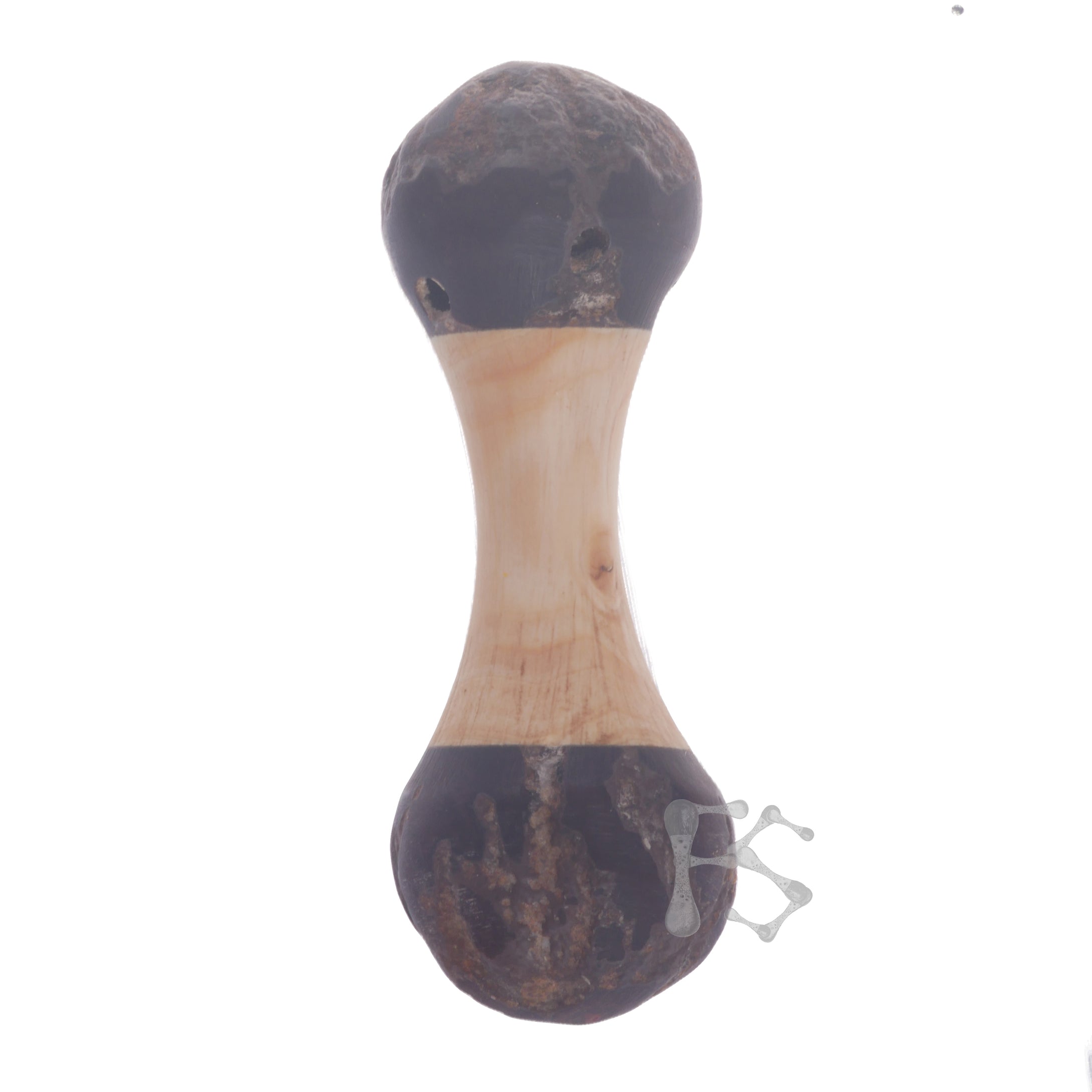 FIDGETSTYX • ARCHIVES • Rattle Roller • Knuckle Roller & Mini Rattle Hybrid • Pine w Kukui Nut Ends & added HOLES • Oil Finish