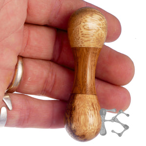 FIDGETSTYX • ARCHIVES • HVY ELITE Knuckle Roller • Oak w/ Monkey Pod ends • SS Ball Weights • 20.5 grams • 1/1 ORIGINAL